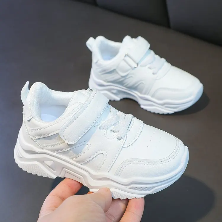Breathable White Kids Sneakers for School