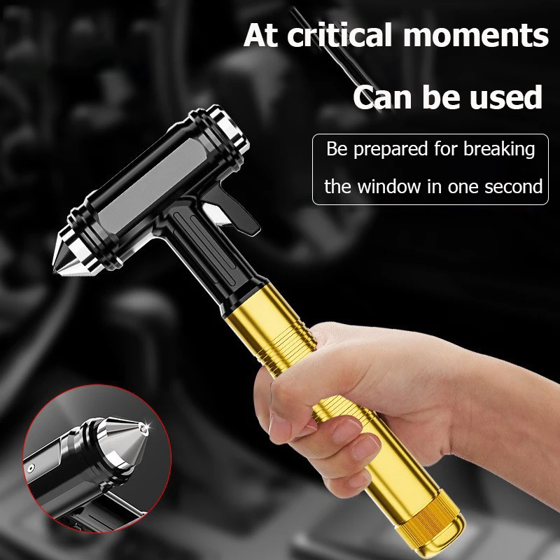 Aluminum alloy escape car safety hammer window breaker can be used for emergency window breaking embedded with a cutting knife car safety hammer safety hammer window breaker