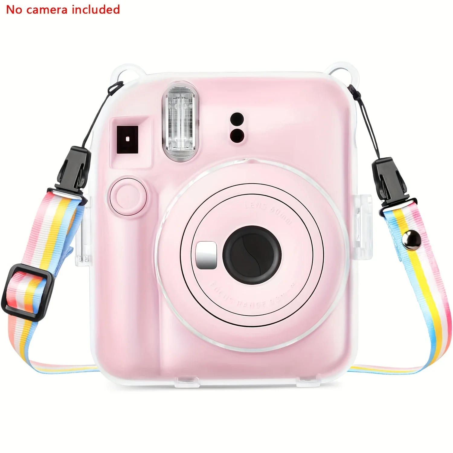 1 camera case hard for instax Mini 12 camera-PC case with rainbow strap (camera not included)