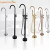 Floor Stand Bathtub Faucet Mixer Single Handle Mixer Tap Black 360 Rotation Spout With ABS Handshower Bath Mixer Shower Faucet 1