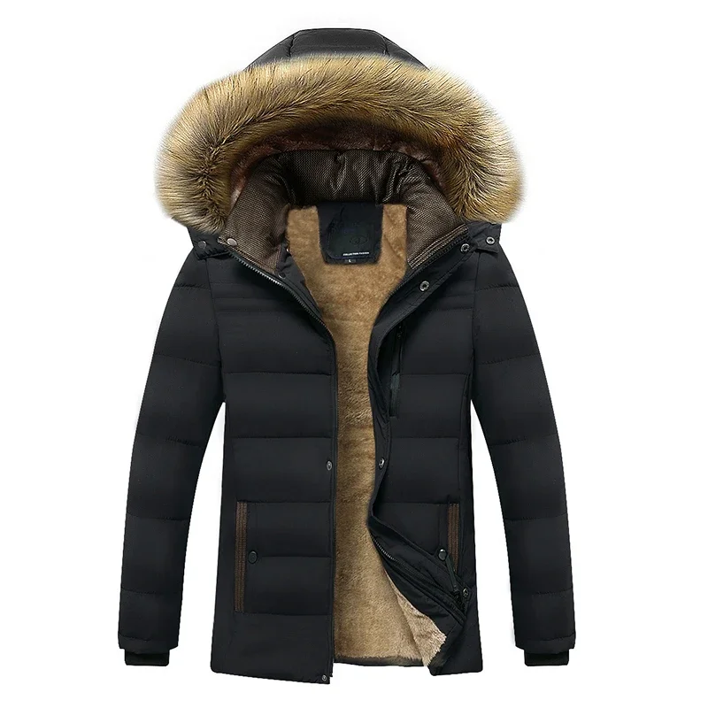 parka coat parkas coat Fleece Parkas Men Waterproof Hooded Fur Collar Parka Jacket Coat Men Autumn Fashion Casual Parkas Winter New Warm Thick