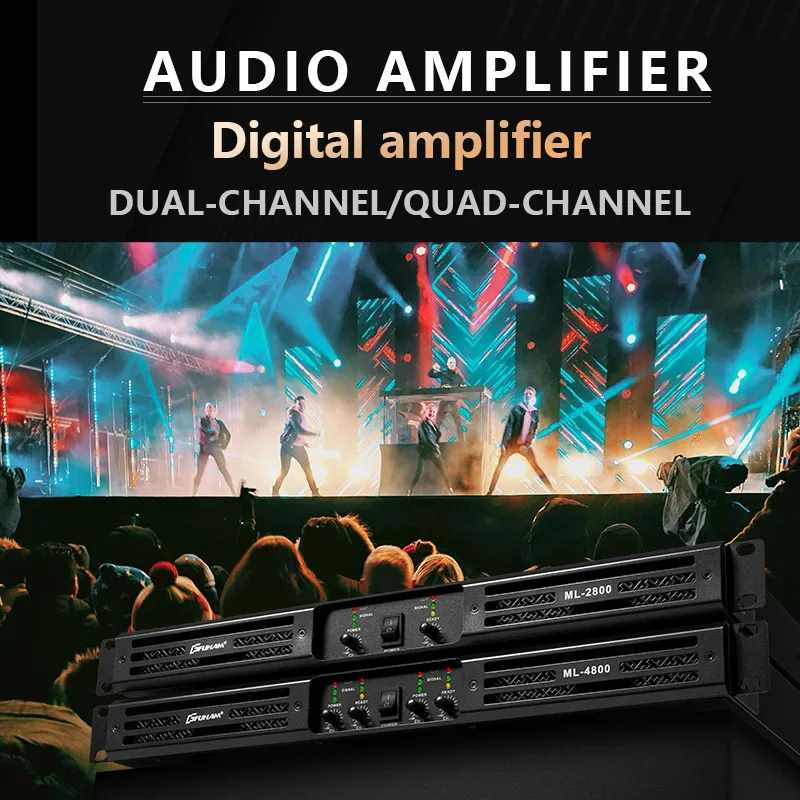 FUHAM ML2800 디지털 파워 앰프 2x1100W 8Ω 2/4 채널 전문가용 DJ 서브우퍼 스피커 파워 앰프 (스테이지용)