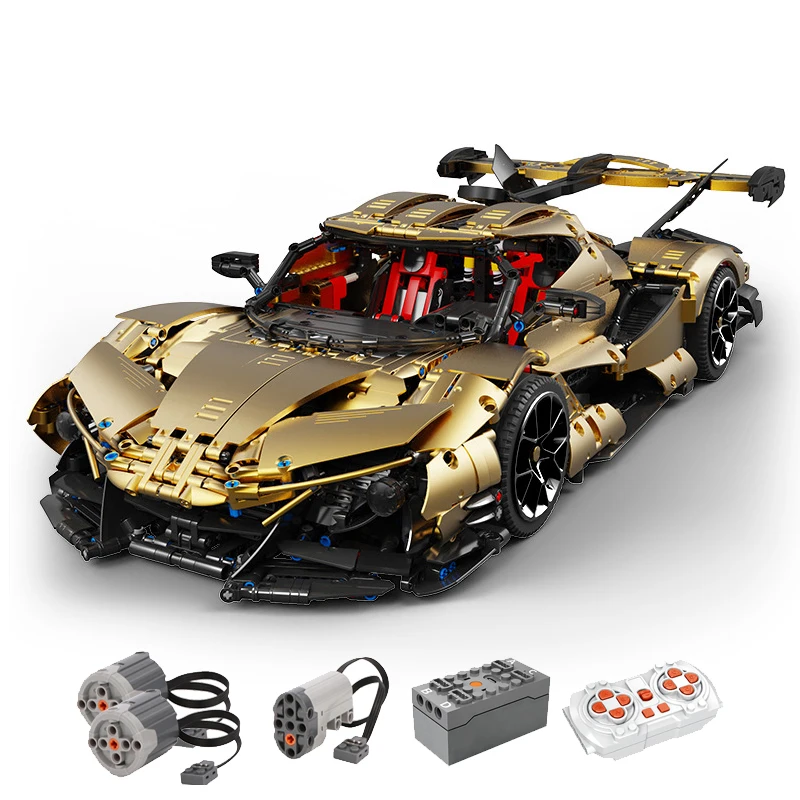 In Magazzino Moc Technical Remote Control Golden Sports Car Building Blocks Mattoni Assemblaggio Di Giocattoli Modello Per Set Regalo Di Compleanno Pe
