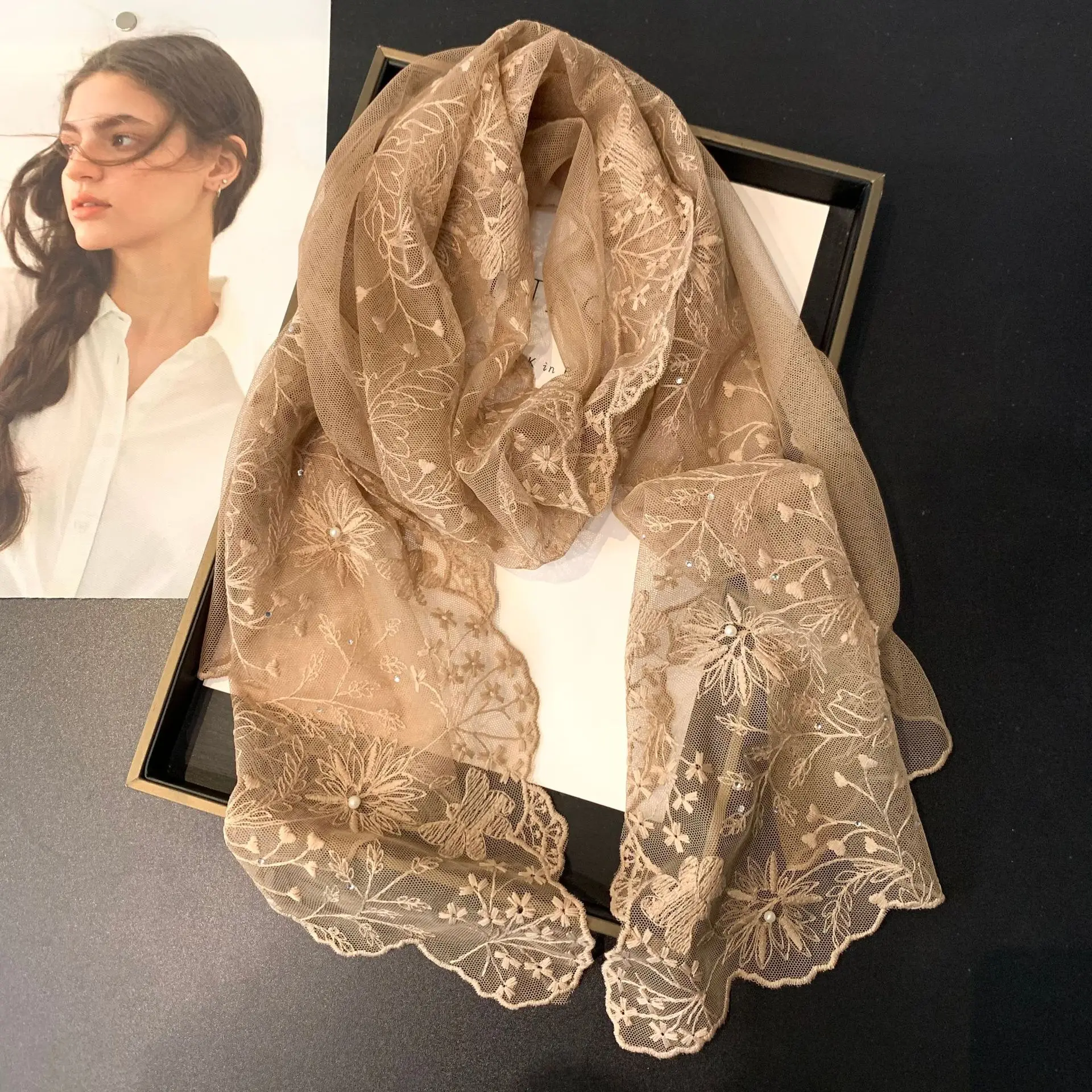 Lace Embroidered Small Scarf 4
