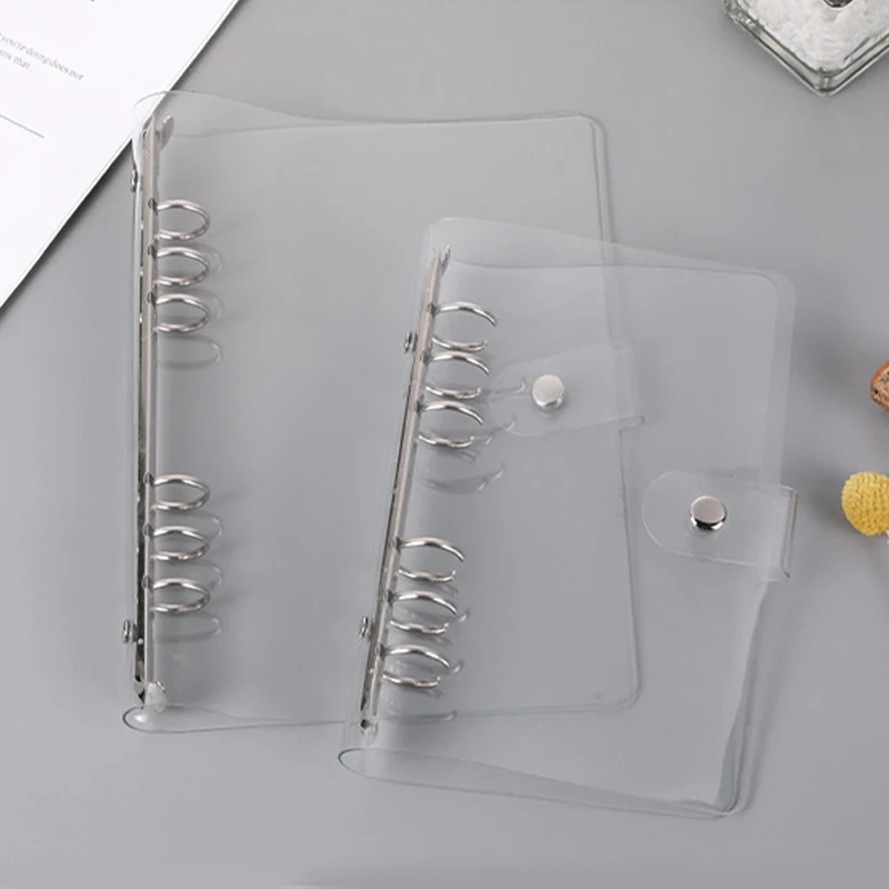 투명 컬러 플라스틱 클립 파일 폴더 A5/A6 루즈 리프 링 바인더 플래너 아젠다 학교 사무용품 글리터 문구류