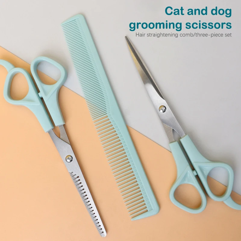 

3pcs/set Pet Dog Professional Grooming Scissors Shears Hair Flat Tooth Scissor Comb Animal Cat Hair Cut Barber Cutting Tool Kit