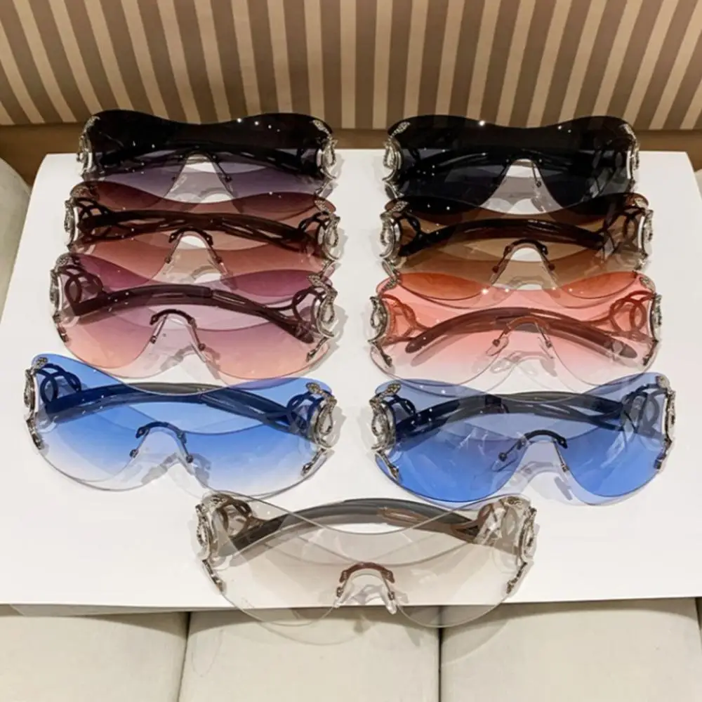 COASION Occhiali Da Sole Avvolgenti Senza Montatura – Design Futuristico Y2K, Lenti UV400, Per Uomo E Donna