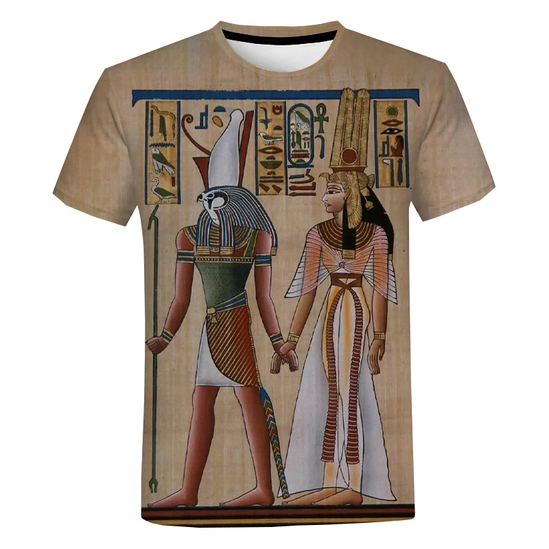 3D Printed Men T-shirt Ancient Black Egyptian Art Fashion Casual Short Sleeve Ancient Egypt Classical Streetwear O-Neck Top cool t shirts T-Shirts