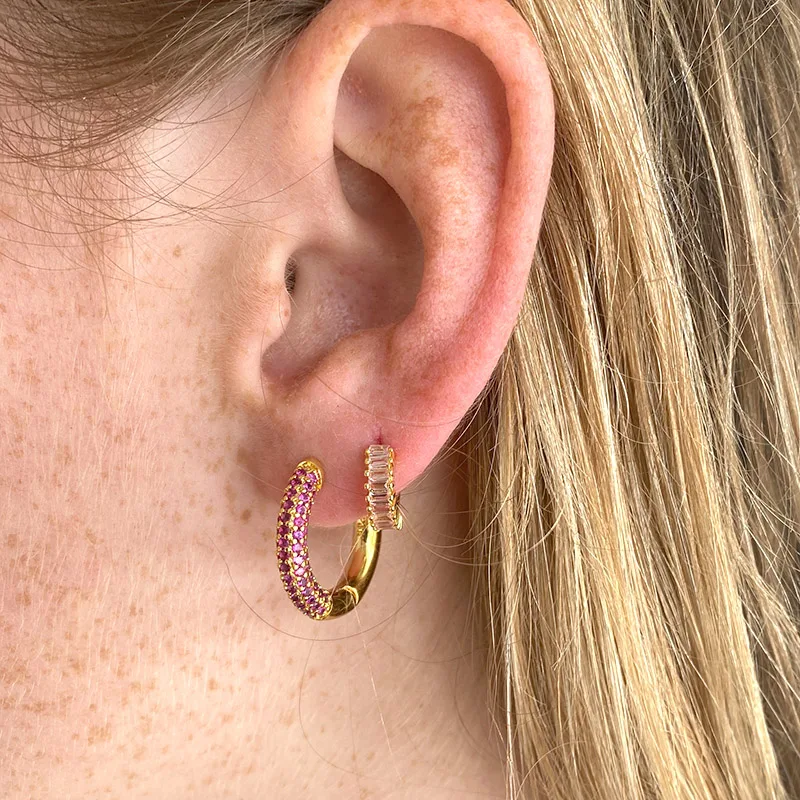 Orecchini Regolabili Senza Nickel Orecchini A Cerchio Huggie In Argento Sterling 925 Con Pietre - Clip A Cerchio Regolabile, Regalo Elegante Orecchini Regalo Donna Eleganti