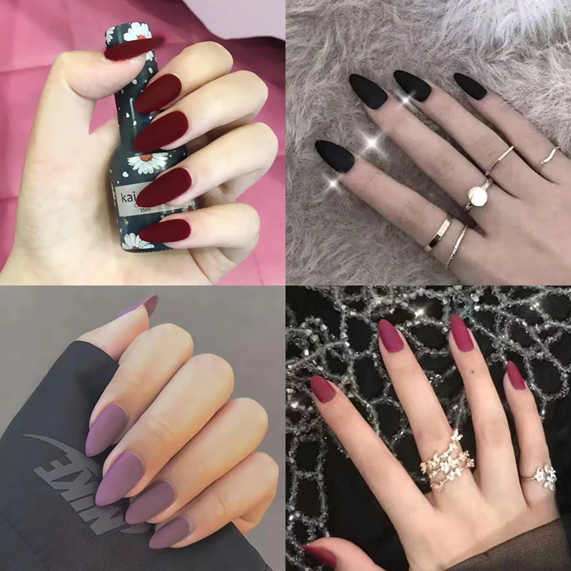 Uñas postizas 24 piezas, diseños afilados, puntas de desmontables, cobertura herramientas de manicura| | - AliExpress