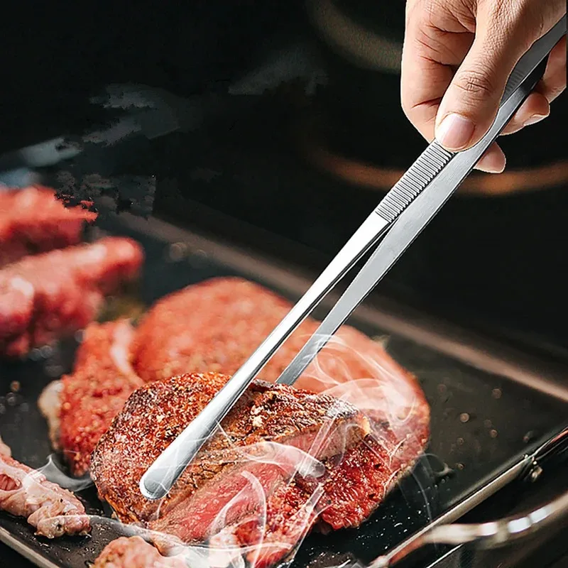 Tweezer Tongs 2pcs Fine Extra-Long 304 Stainless Steel Cooking Tweezers Kitchen Food Cooking Sea Food BBQ Food Tongs