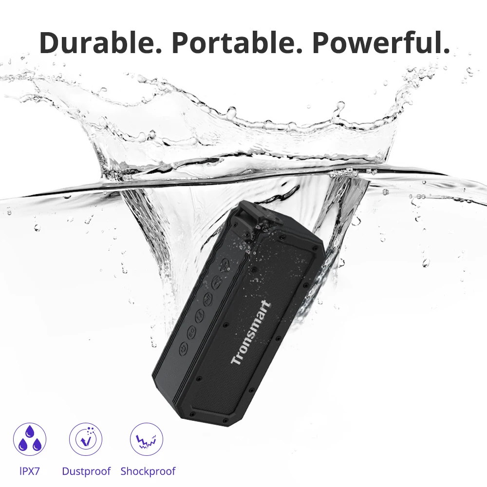 Tronsmart Element Force + przenośny głośnik SoundPulse Bluetooth 5.0 z wodoodpornością IPX7, TWS,NFC, maksymalna wydajność 40W, asystent głosowy