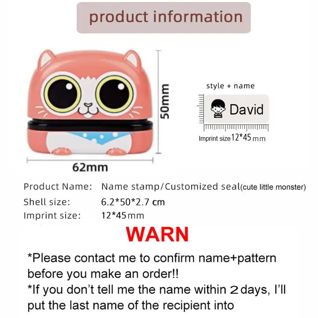 Owl Name Stamps, Large Size Stamps, School Clothes Business Office Stamps, Cute Animal Waterproof DIY Personalized Custom Stamps 4