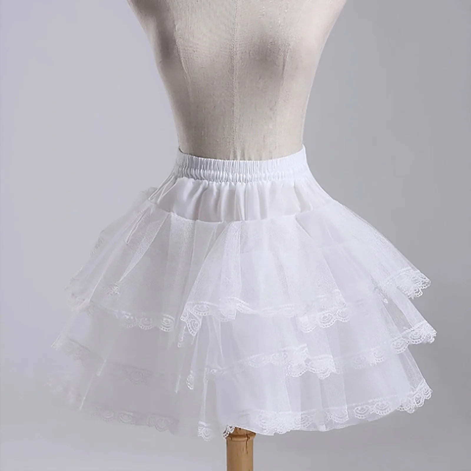 

3 Layer Tulle Tutu Petticoat Lolita Fluffy Princess Underskirt Support Boneless Ballet Short Skirts Girls Prom Dance Gauze Skirt