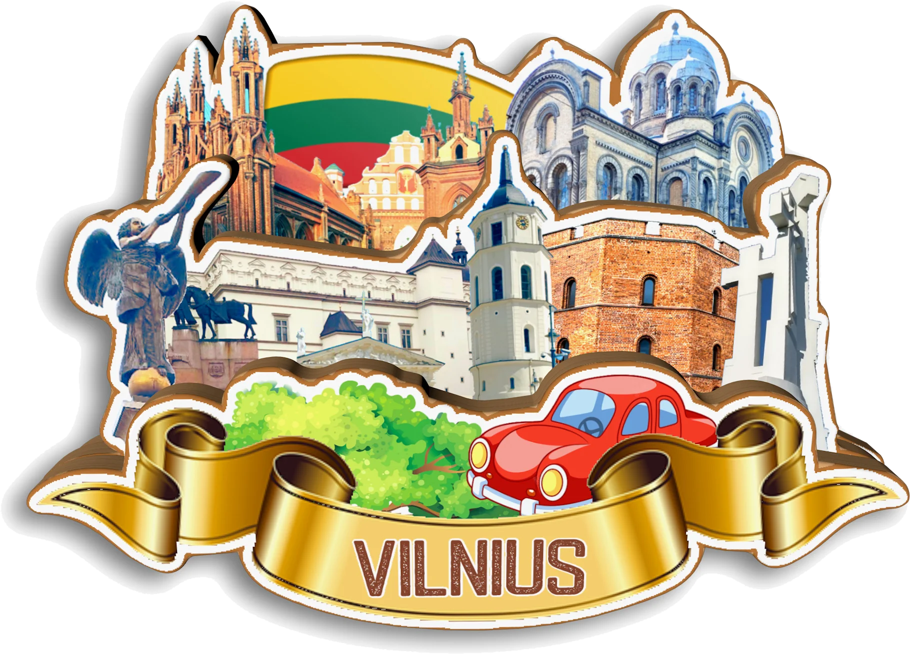 Vilnius Trakai Kaunas Klaipeda Nida Palanga Neringa Lithuania Fridge Magnet Travel Souvenir Gift