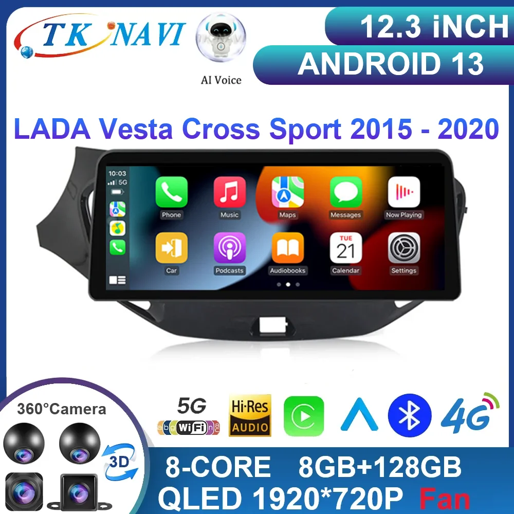 

12.3 Inch Android 13 For LADA Vesta Cross Sport 2015 - 2020 Car Radio video split Multimedia Navigation Carplay 5G QLED DSP WIFI