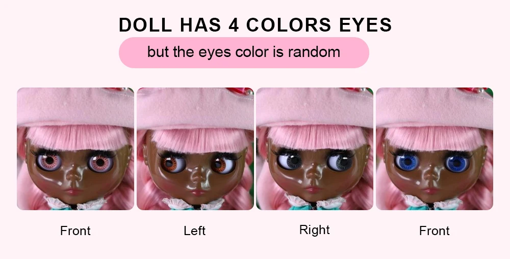Gracie – Premium Custom Neo Blythe Doll with Pink Hair, Black Skin & Shiny Cute Face 1