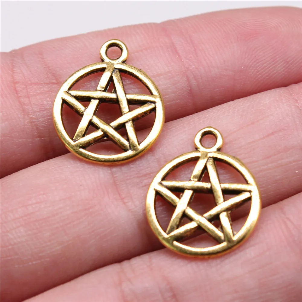 

20pcs Charms Star Pentagram 19x16mm Tibetan Bronze Silver Gold Color Pendants Antique Jewelry Making DIY Handmade Craft Pendant