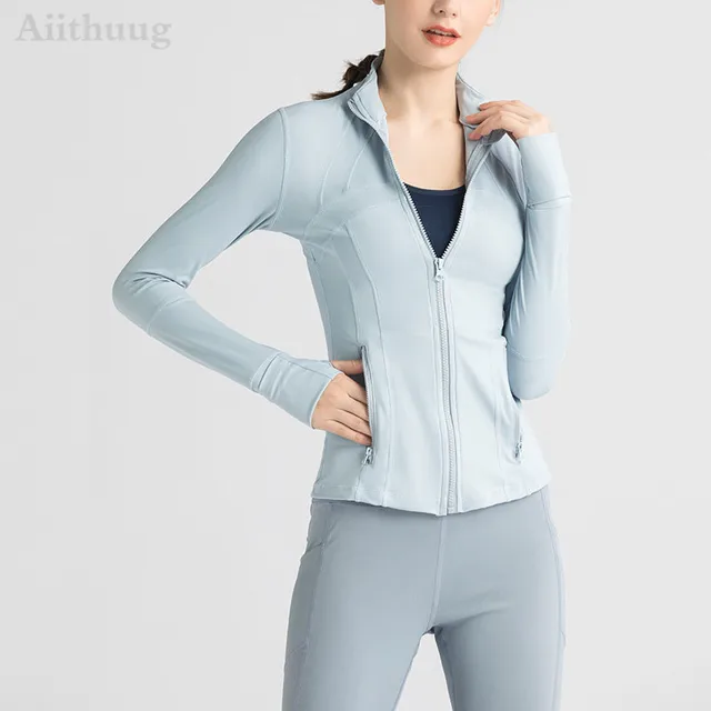 Aiithuug Women's Slim Fit Lightweight Full Zip Up Yoga Workout Jacket  Athletic Running Sports Track Jacket with Pockets Thumb|Running Jackets| -  AliExpress