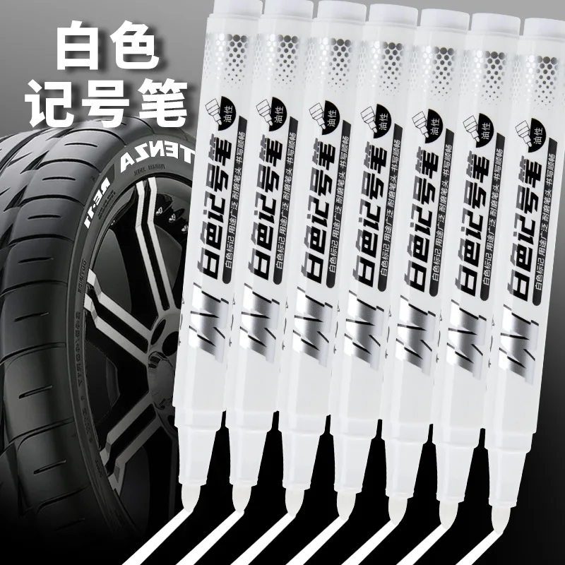 White Marker Pen No Fading Waterproof Oiliness Big Headed Pen Tire Markings Fine Arts Painting Quick Drying Large Size white marker pens