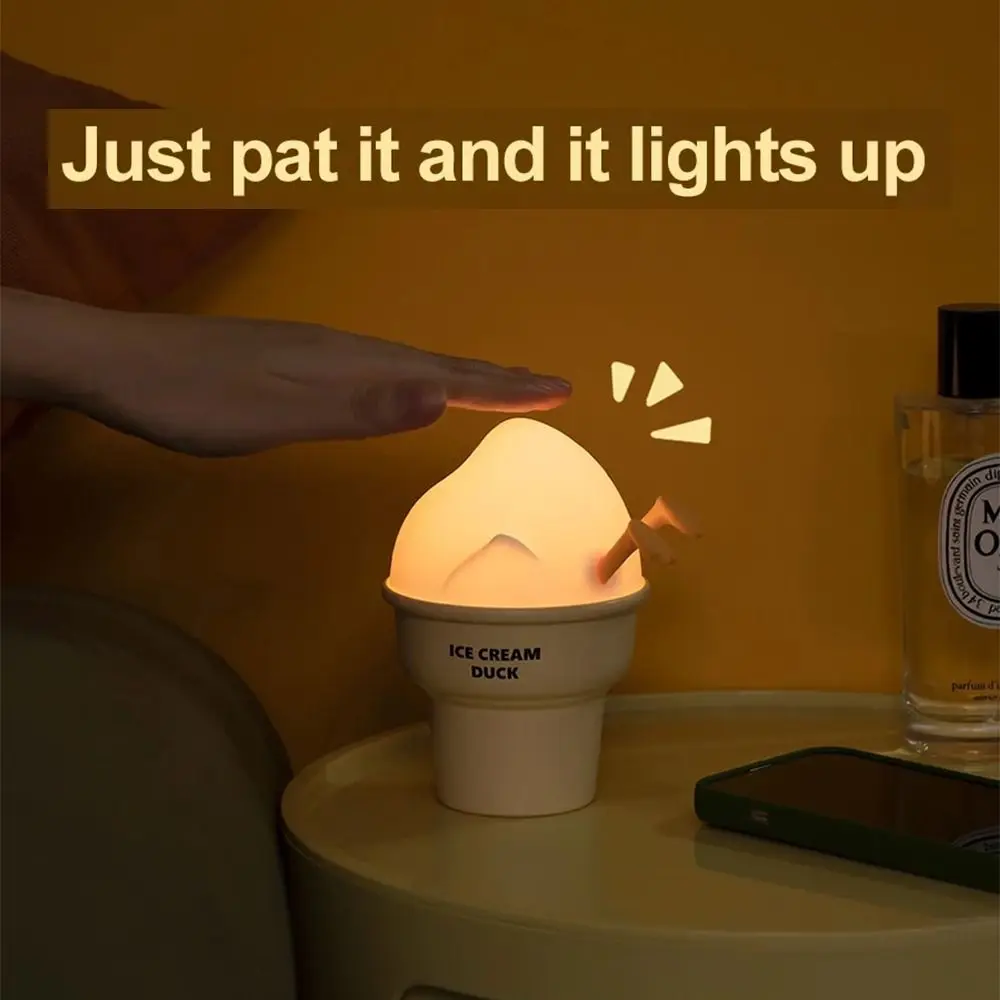 

Cartoon Ice Cream Duck Lamp Easy To Operate USB Rechargeable Nursery Nightlight ‎Multicolor Silicone LED Animal Night Light