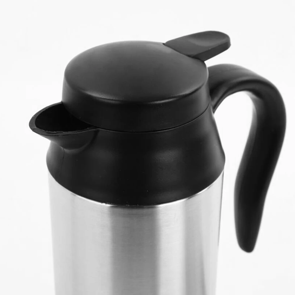 12/24V 차량용 커피 머그컵 스테인리스 스틸 750ml 차량용 주전자 자동 전원 차단 가열 여행용 컵 주전자 건조 가열 방지 기능