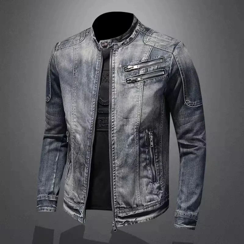 

Spring New Denim Jacket Men Streetwear Fashion Slim Fit Cowboy Outerwear Motocycle Jackets Male Casual Coat Top Chaquetas Hombre