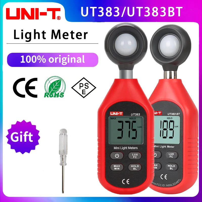 

UNI-T UT383 Light Meter 200,000 LUX Digital Luxmeter Luminance Lux Fc Test Max Min Illuminometers Photometer