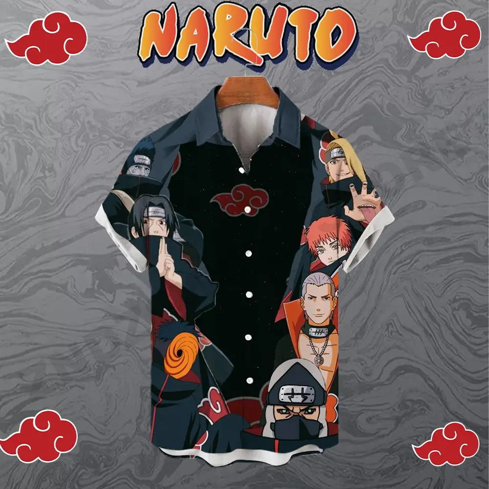 

Men's Shirt Seaside Trip Clothing Naruto 2023 Tops High Quality Shirts 5XL Oversized Short Sleeve Fashion Beach Style Anime Y2k