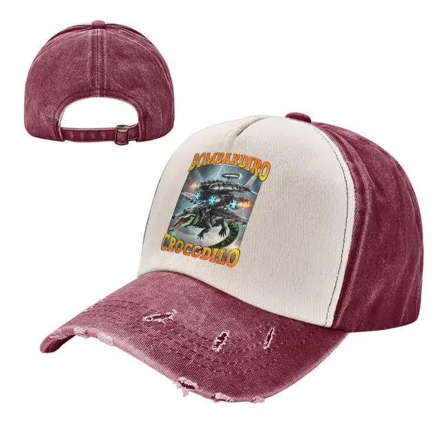 Womens Crocodile Meme Bombardiro Crocodilo Fun Brain Baseball Cap For Female Male Summer  Trucker Hat Fitted Retro Snapback Cap 1