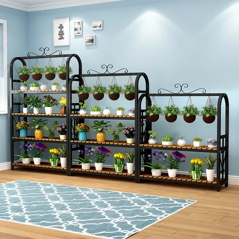 Tiered Metal Plant Shelf Floor Hanging Flower Plant Shelf Furniture