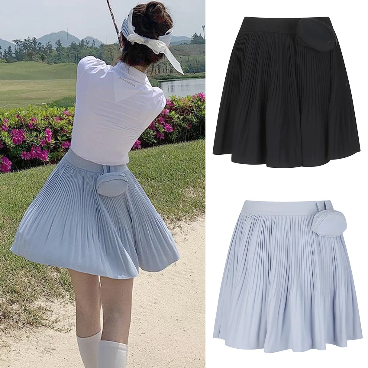 

23 New Golf Apparel Women's Short Skirt Slim Fit and Slim Golf Delivery Bag Wrinkle Free Pleated Skirt