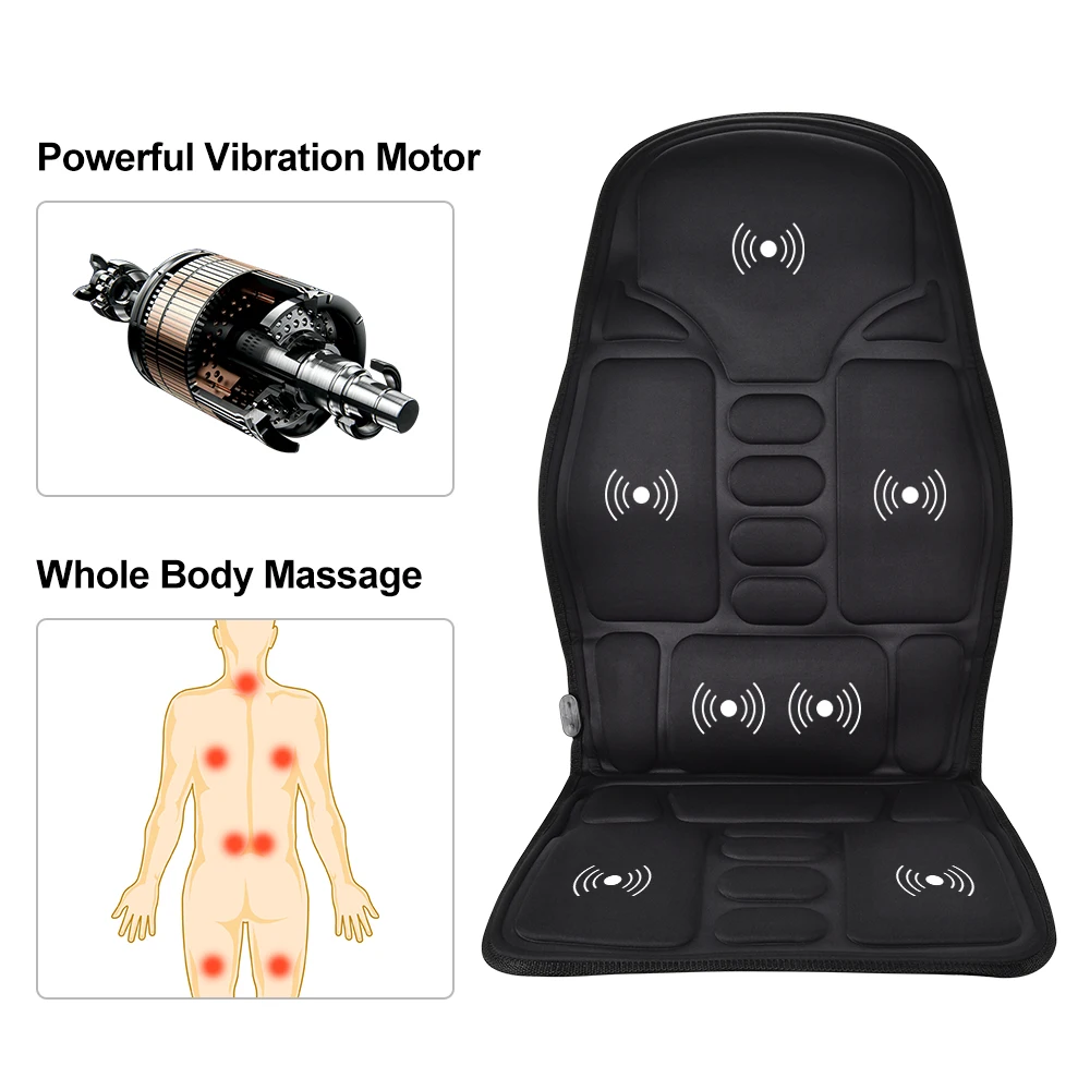 Electric Back Massager Massage Chair Cushion Heating Vibrator Car Home Office Lumbar Neck Mattress Infrared Therapy Pain Relief