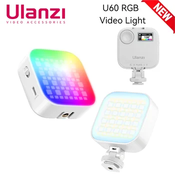 Ulanzi U60 미니 포켓 LED 비디오 램프, 스크린 충전식 9000K 콜드 슈 마운트, RGB 패널, 사진 조명, PK VL49 RGB
