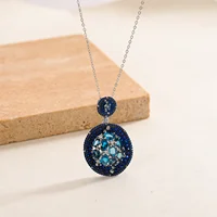 GEM'S BALLET Topaz Jewelry London Blue Topaz Statement Pendant Necklace in 925 Sterling Silver Handmade Double Circle Necklace - Image 4