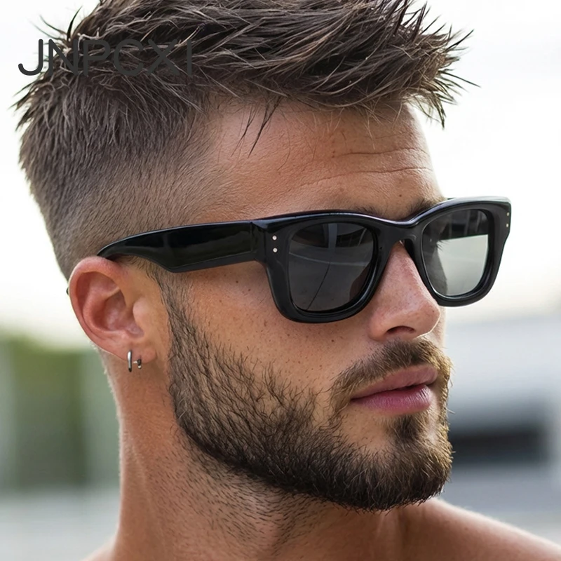 JNPCXI Neue Quadratische Nieten Frauen Gradienten Sonnenbrille Shades UV400 Mode Schwarz Tee Männer Trend Sonnenbrille