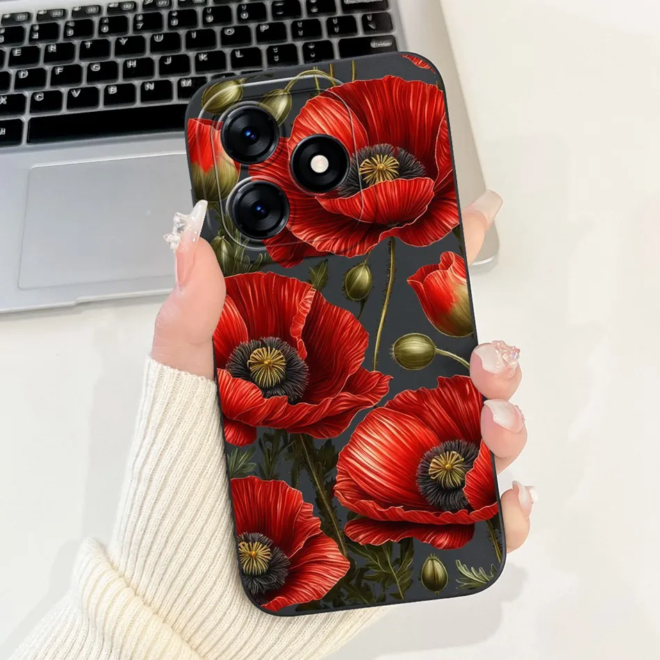 Beautiful Bow Rose Painting Soft Silicone Shockproof Phone Case