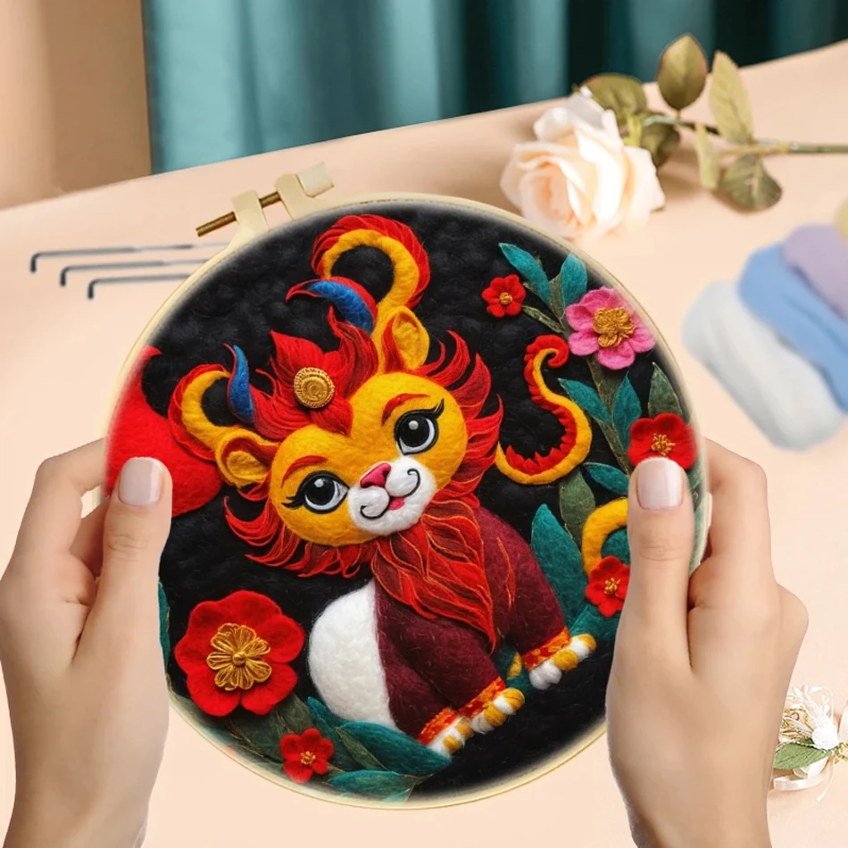 Wool Felt Painting Kit Beginners Spring Festival Scenery Needle Felting Kit Adult Beginners DIY Handicraft