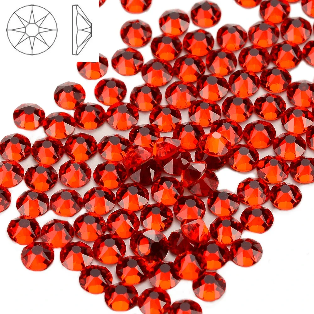 

High Brilliance Light Siam FlatBack Golden Back Non-HotFix Rhinestones Nail Art Crystal 16 Facets Cut Nails Accessoires