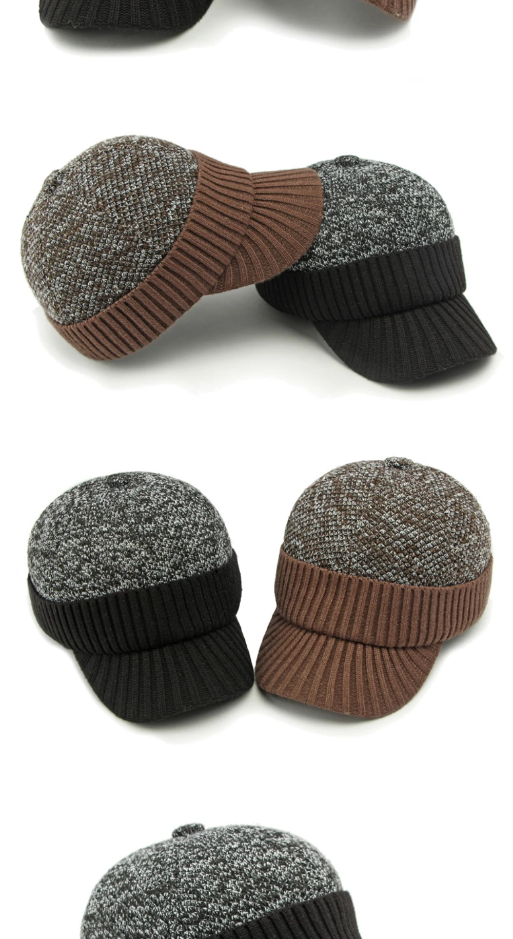 HT4545 Baseball Kappe Dicke Warme Gestrickte Baseball Hut Männer Frauen Hohe Qualität Papa Hüte mit Ohrenklappen Männlich Weiblich Ski Earflap Kappe – Detail 2