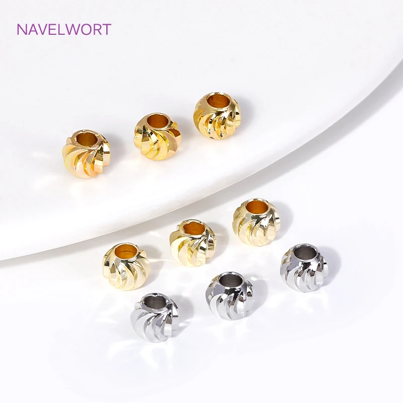 Spacer Beads Brass 2.5/3/4/5/6mm Round Stripe Beads for Needlework Jewelry DIY Accessories