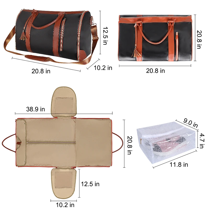 Fashion Large PU Folding Suit Storage Bag Women High Capacity Foldable Travel Bag Travel Sport Outdoor Multi Function Organ
