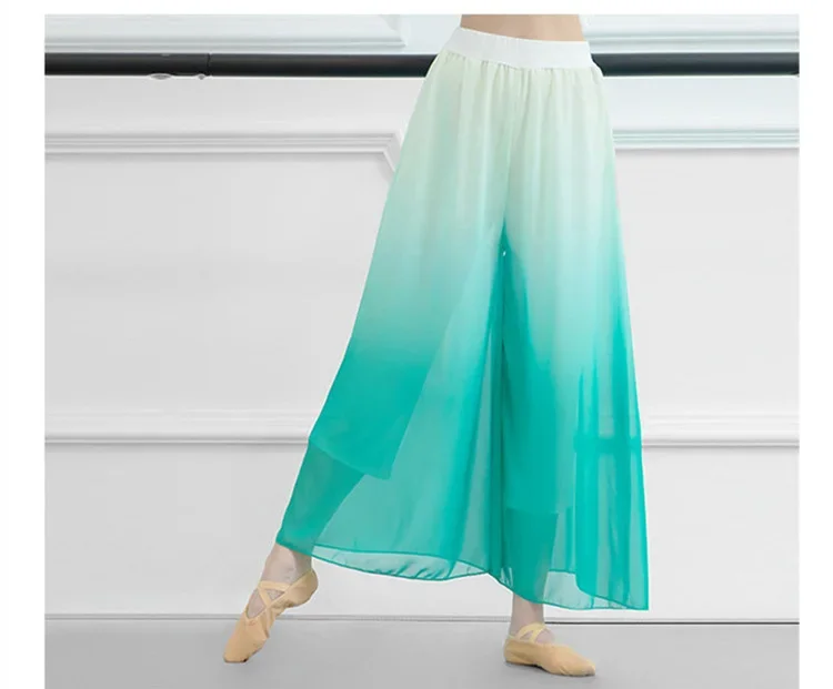 

Modern Dance Pant For Woman Wide Leg Dance Pants Women 2 Color Practice Wear Dancer Loose Trouser Chiffon Double Layers