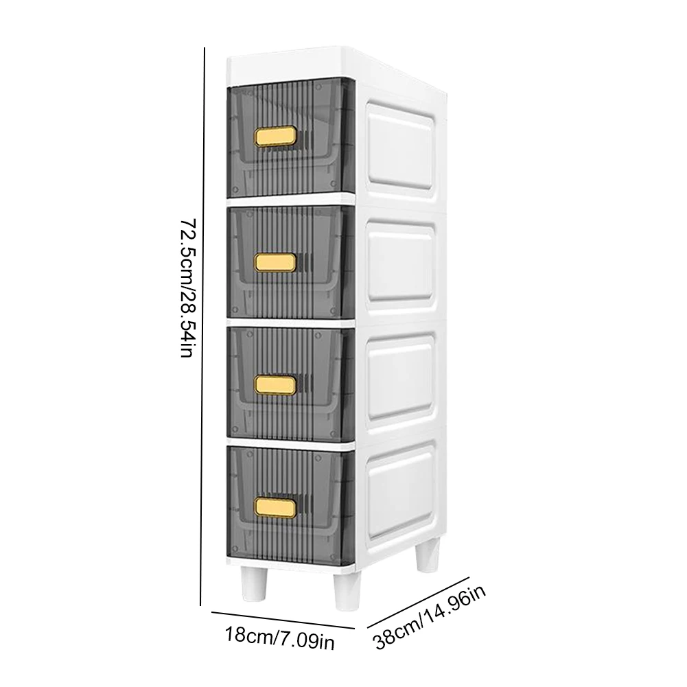 Narrow Toilet Storage Cabinet 4/5 Tier Waterproof Narrow Toilet Drawer Closestool Crevice Rack for Small Spaces Bedroom Bathroom