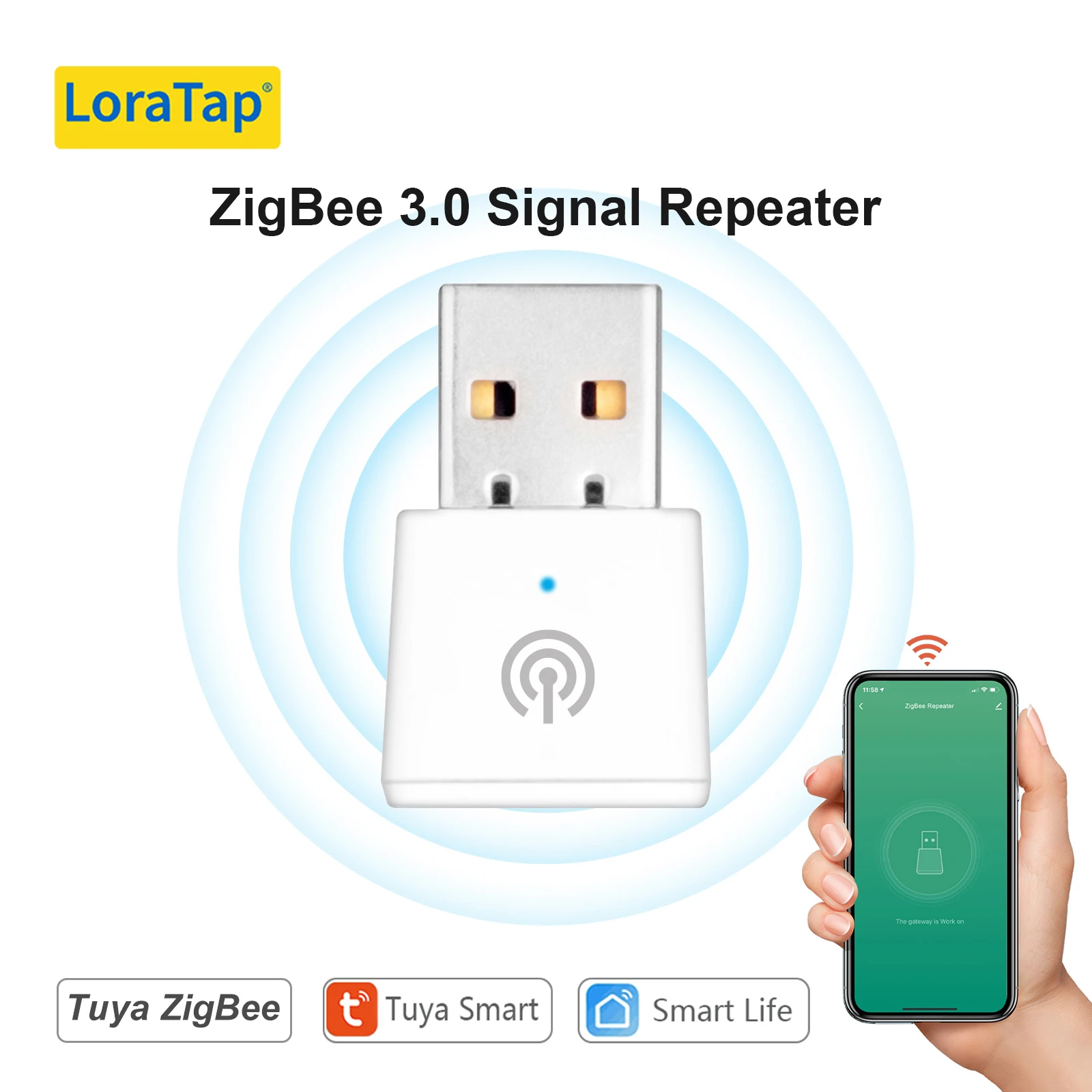 Repetidor de señal Tuya Smart Life ZigBee3.0, extensor USB, dispositivos de  aplicación, malla WiFi, Control inteligente del hogar, Compatible con Alexa  GoogleHome