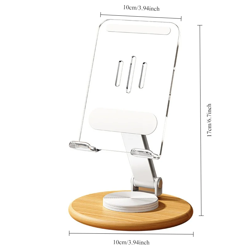 Desktop Live Solid Wood Mobile Phone Holder Foldable Multifunctional Bedside Catching Up Lazy Mobile Phone Holder Transparent