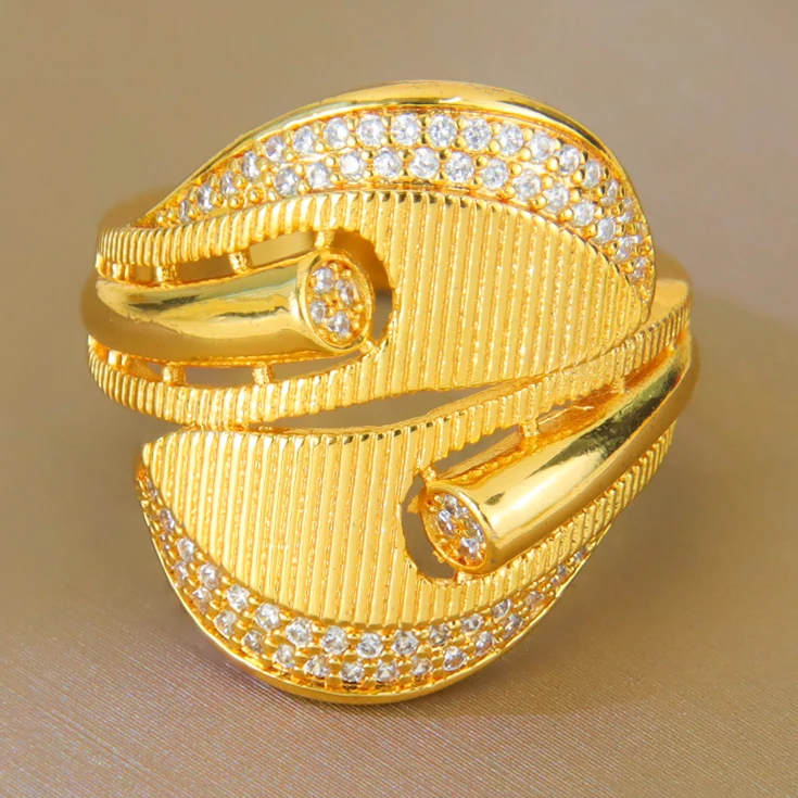 Luxuriöse Dubai Hip-Hop Chunky Ringe 21k Vergoldet Nahöstliche Mode Zirkonia Punk-Ringe Damen Hochzeit Party Schmuck Geschenke – Detail 11