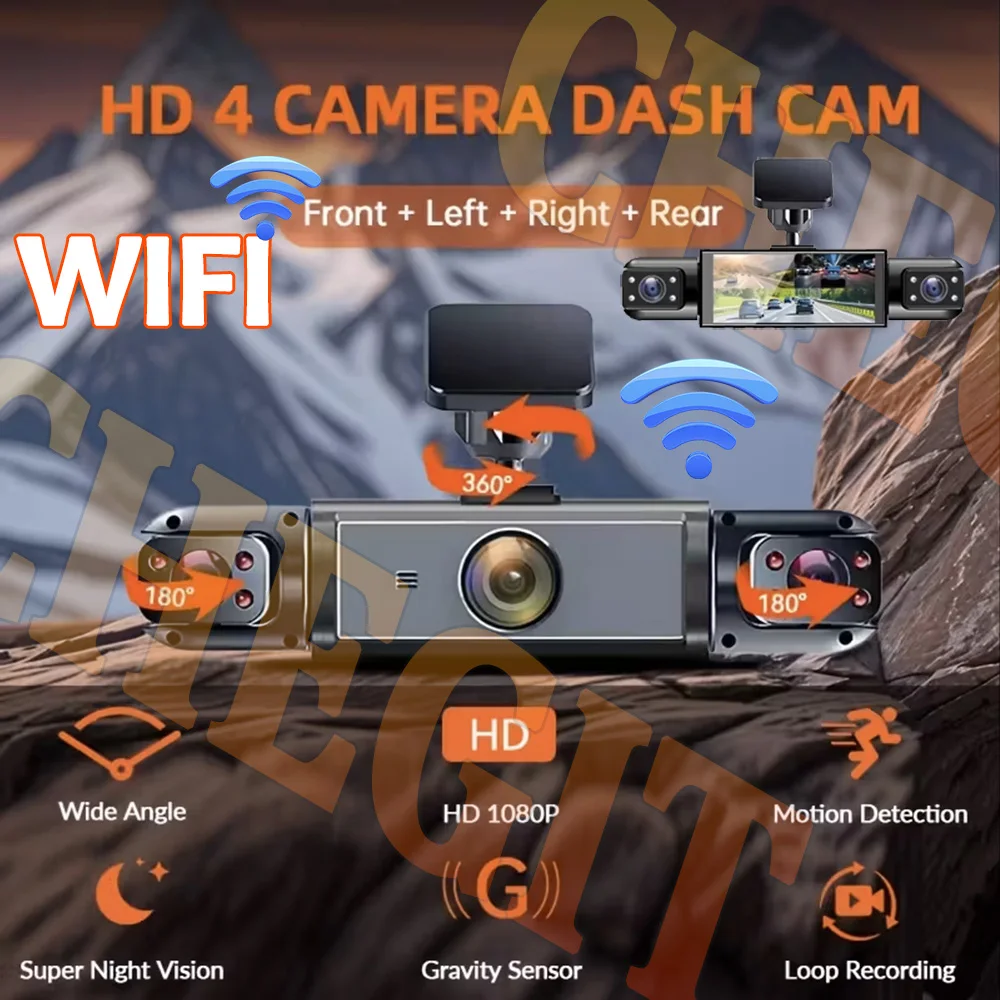 360° Car DVR 4Cameras 1080P WIFI Video Recorder Dash Cam for Car Front Right Left With Rear View camera Night Vision Camera