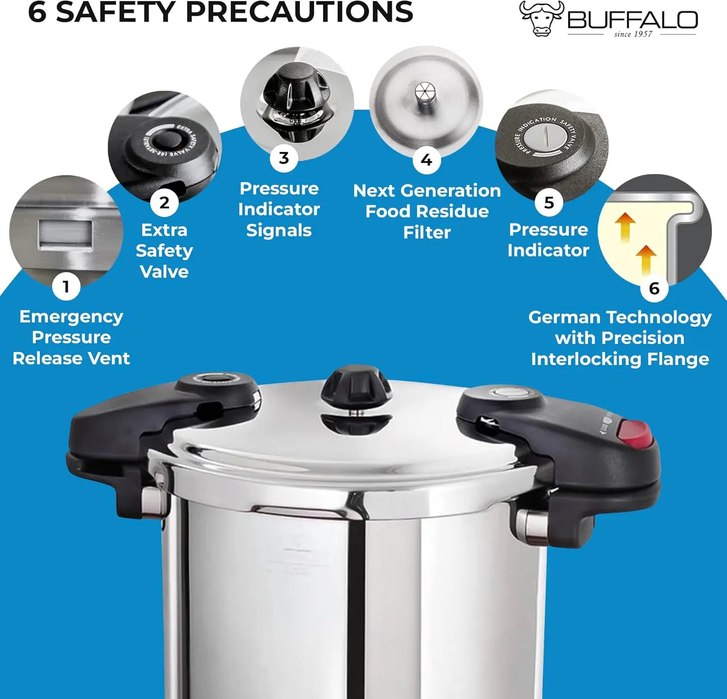 Pressure Cooker 8 Qt Stainless Steel - Small Canning Pot with Lid for Home, Commercial Use - Easy to Clean Stove Top 5