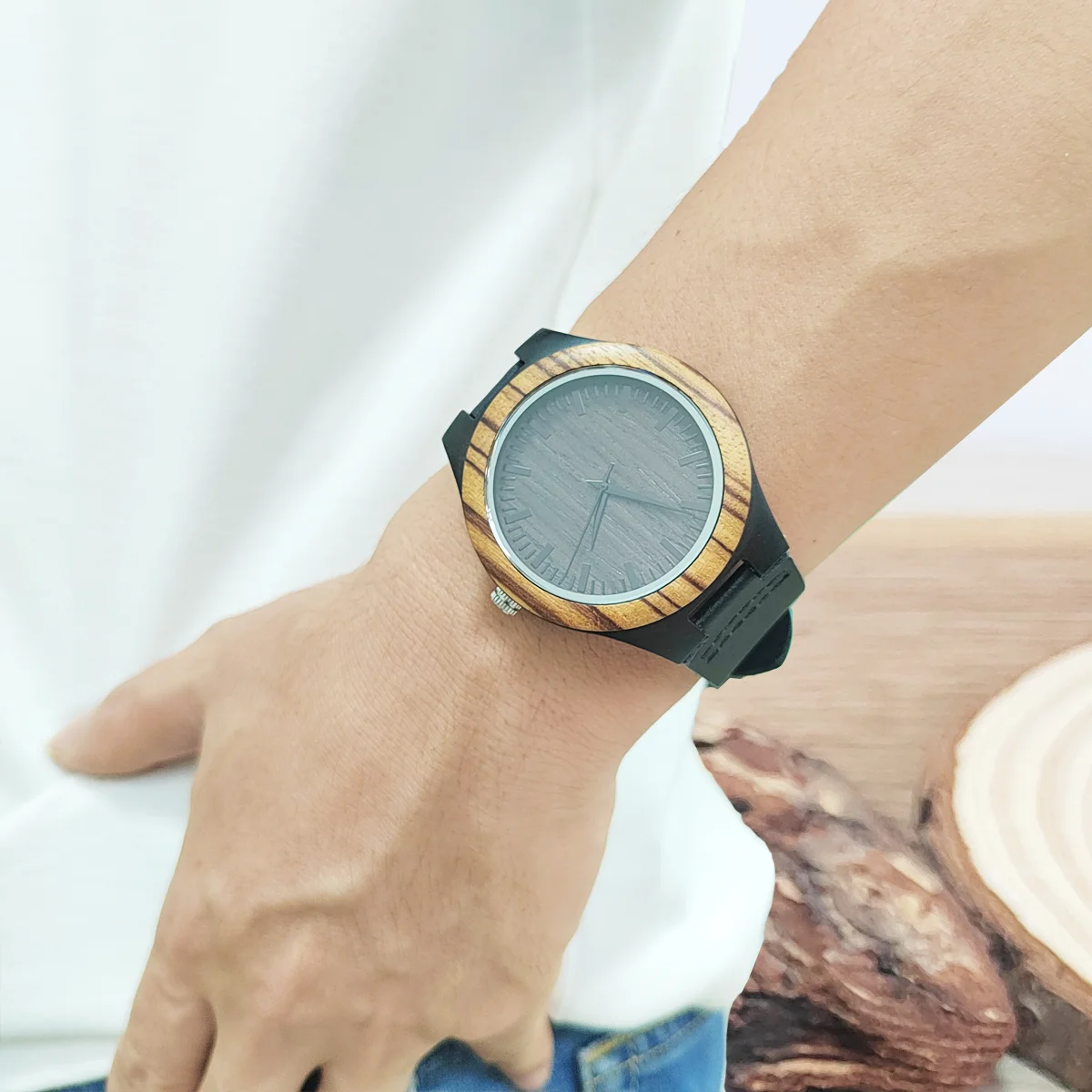 Wooden Wrist Watches for Men & Women Leather Strap Clock Quartz Wood Watches Personalized Men's Birthday Gift reloj hombre 3